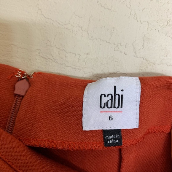 CAbi Orange Textured Career Pencil Mini Skirt With Pleat Overlay Detail Size 6 - Picture 6 of 13